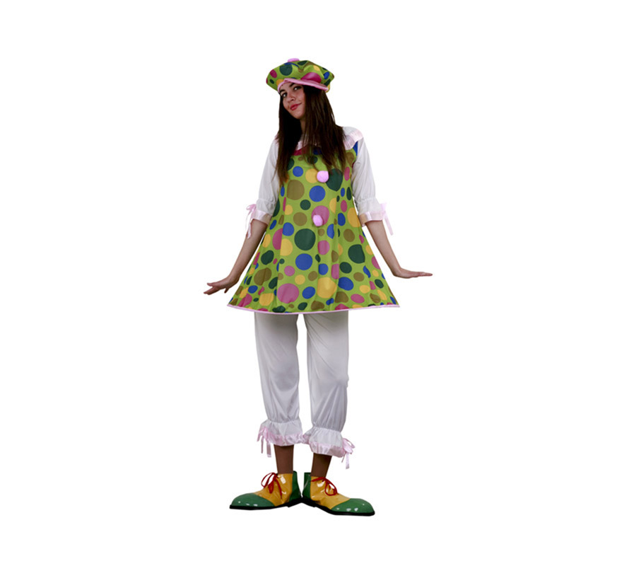 Disfraz de Payasa Aro para Carnaval. Talla S de chicas 34/38 y talla adolescentes. Incluye sombrero, camisa con aro y pantalón. Zapatones y calcetines NO incluidos, podrás verlos en la sección de Complementos. Éste disfraz de Carnaval es ideal para divertirse en las Fiestas de Carnavales tan divertidas y estrambóticas como siempre y que cada vez se celebran en más Pueblos, Villas  y Ciudades, tanto en la calle como en Pubs, Discotecas, Casas particulares, Restaurantes o Colegios y disfrazándote con un traje de Carnaval ayudarás a crear ese ambiente Carnavalesco, tan divertido, multicolor y variopinto que a todos nos fascina y nos divierte.
¡¡Compra tu disfraz para Carnaval en nuestra tienda de disfraces, será divertido!!