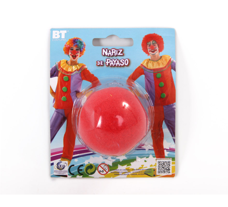 Nariz de Payaso de Foam adaptable 14x7,5 cm. El complemento ideal para tu disfraz de Payaso.