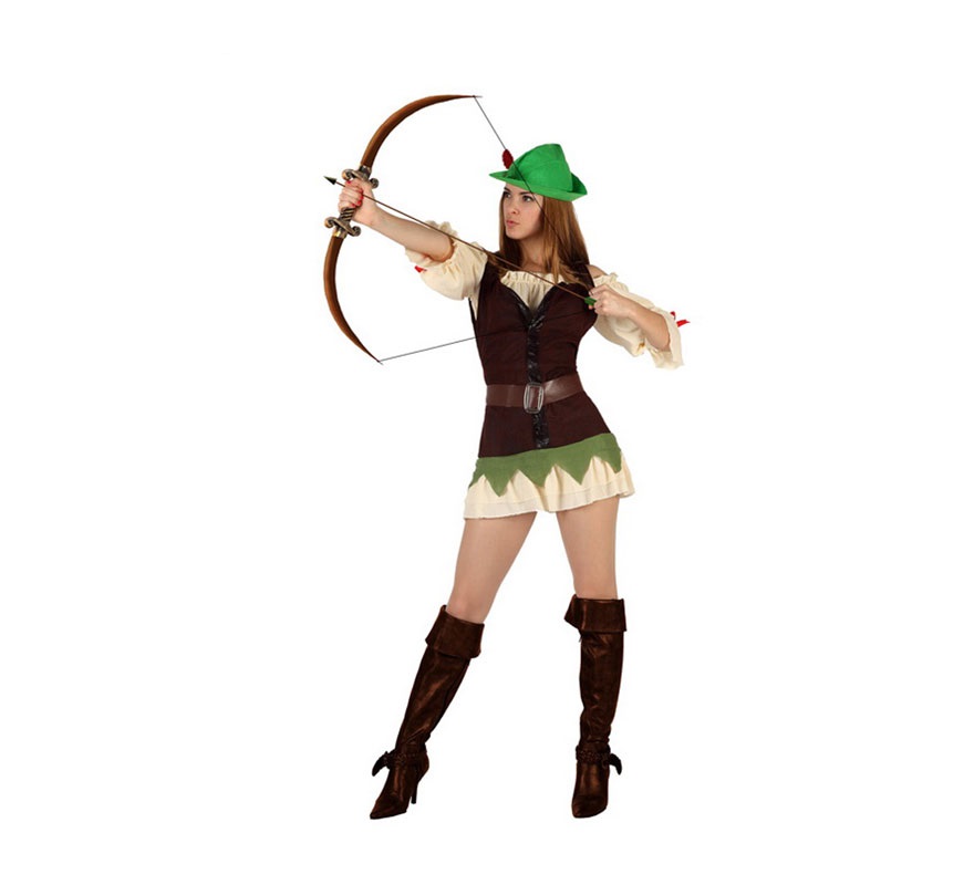 Disfraz de Chica de los Bosques sexy para mujer. Talla 3 ó talla XL 44/48. Incluye disfraz completo. Arco y cubrebotas NO incluidos, podrás encontrar en nuestra sección de Complementos. Disfraz de Robin Hood sexy para mujer.