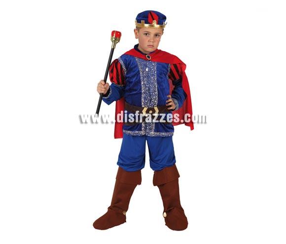 Disfraz de Príncipe Medieval para niños de 10 a 12 años. Incluye disfraz completo SIN cetro. El cetro lo podrás encontrar en la sección de Complementos. Disfraz de Príncipe de cuento Azul para niños.