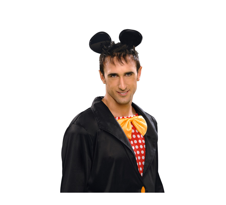 Diadema con orejas de Ratón de PVC negro charol para Carnavales. Talla Universal. Orejas de Mickey Mouse.