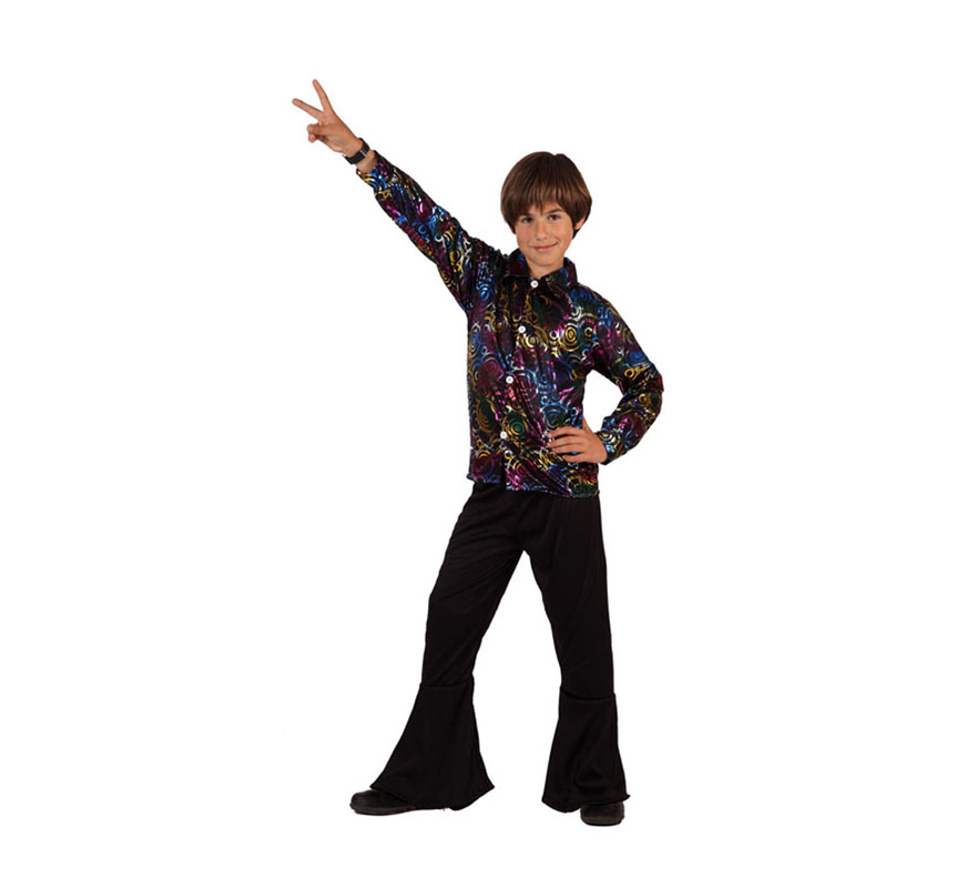 Disfraz de Chico de la Disco para niños de 7 a 9 años. Incluye pantalon y camisa.