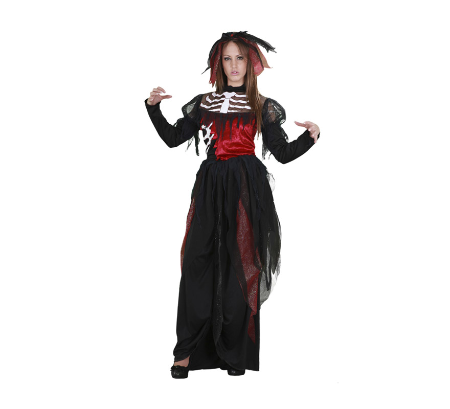 Disfraz de la Novia Esqueleto adulta para Halloween. Talla estándar M-L = 38/42. Disfraz de Halloween de buena calidad que incluye vestido y tocado. Éste disfraz de Halloween es ideal para celebrar la Fiesta de la Noche de las Brujas cada vez más arraigada en nuestro País en Pub's, Discotecas, Casas particulares,  Restaurantes o Colegios y ayudar a crear un ambiente terrorífico y tenebroso indispensable para la Noche de Halloween la cual se celebra la víspera de Todos los Santos.
¡¡Compra tu disfraz para Halloween en nuestra tienda de disfraces, será divertido!!