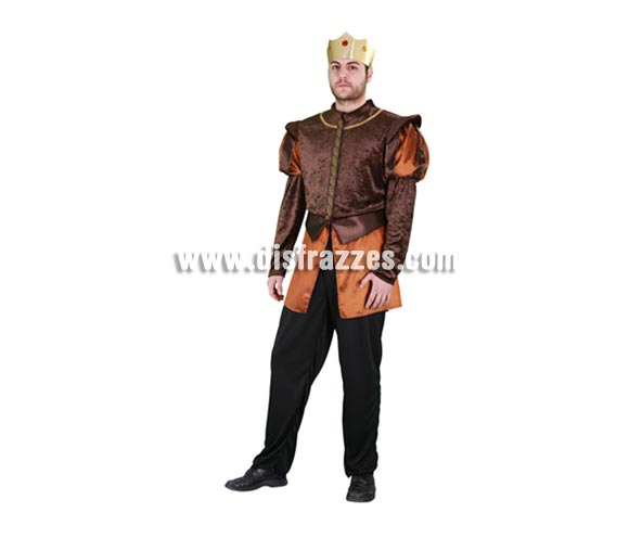 Disfraz de Príncipe Medieval dorado para hombre. Talla standar M-L 52/54. Incluye pantalón, camisa y corona. Éste traje que también puede servir como de Rey Medieval es perfecto para Fiestas Medievales.