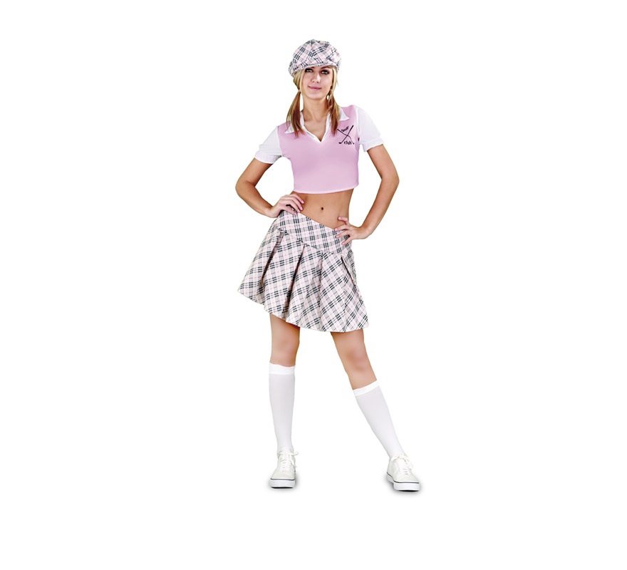 Disfraz barato de Golfista para mujer. Talla standar M-L = 38/42. Incluye gorra, camisa, jersey y falda. Éste disfraz es muy pero que muy original y no está nada visto. La pareja de éste disfraz es la ref. 09161BT.
