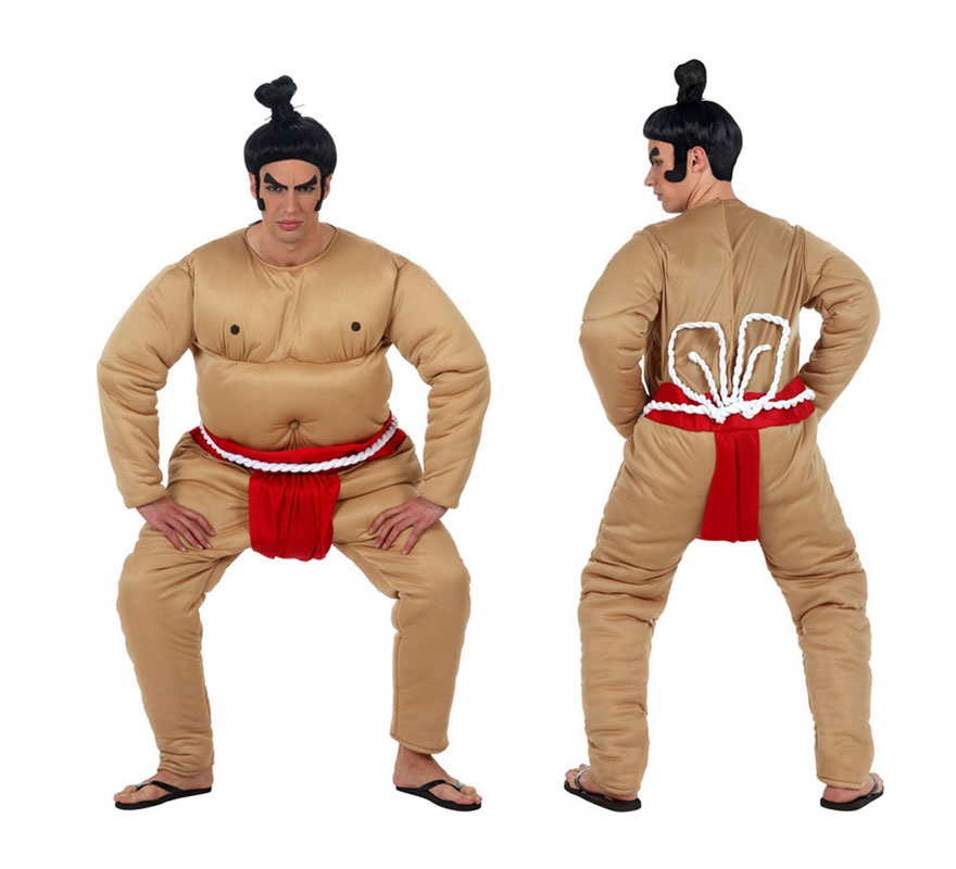 Disfraz de Luchador de Sumo para hombre. Talla 2 ó talla Standar M-L 52/54. Incluye disfraz completo. Peluca NO incluida podrás encontrarla en nuestra sección de Complementos.