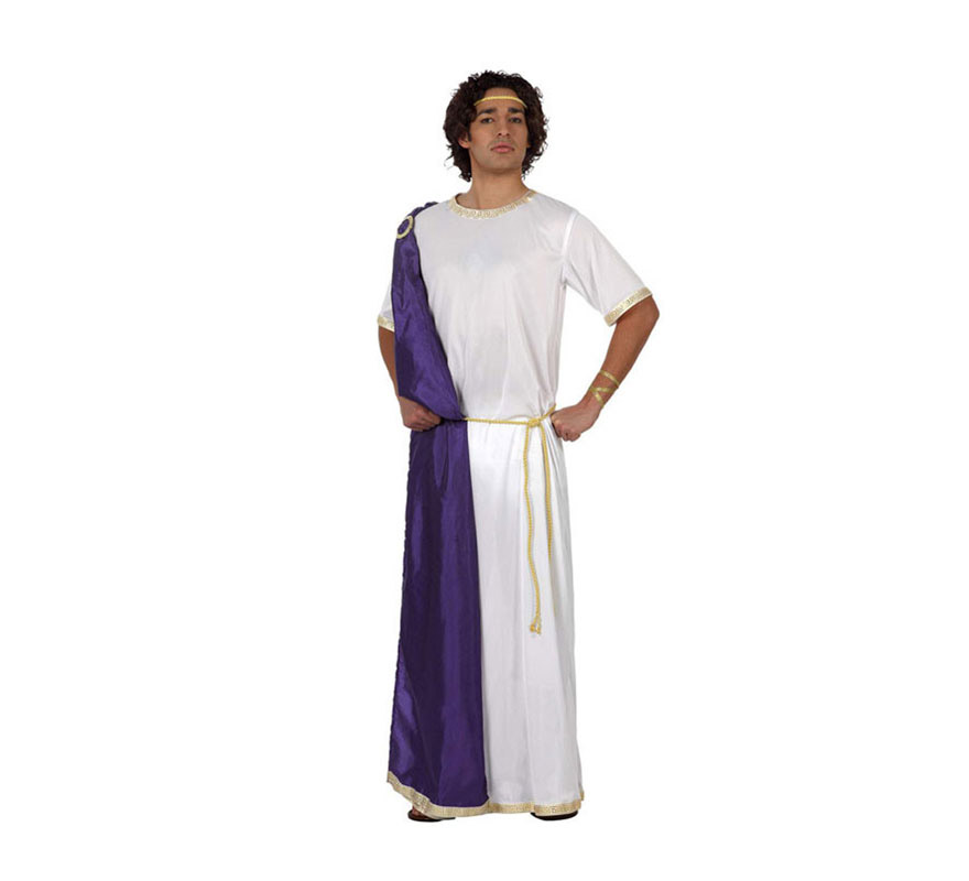 Disfraz de Emperador Romano para hombre. Talla 2 ó talla standar M-L 52/54. Incluye túnica, cinturón, capa y tocado. Éste disfraz también se utiliza en Navidad como traje de Herodes.