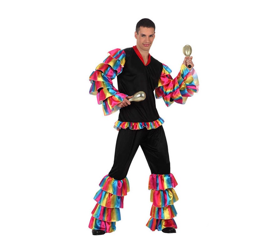 Disfraz de Rumbero para hombre. Talla Standar M-L 52/54. Incluye pantalón y camisa con volantes.