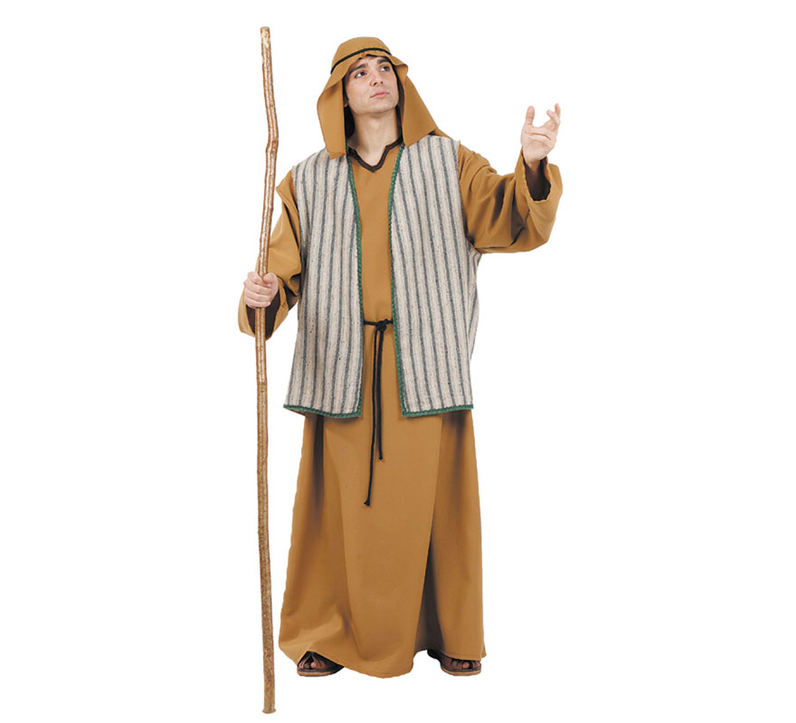 Disfraz o Traje de Moisés adulto. Talla 52 Universal de adultos. Incluye túnica, chaleco, pañuelo y cordón. Perfecto también para Cabalgatas de Reyes en Navidad. Fabricado en España.