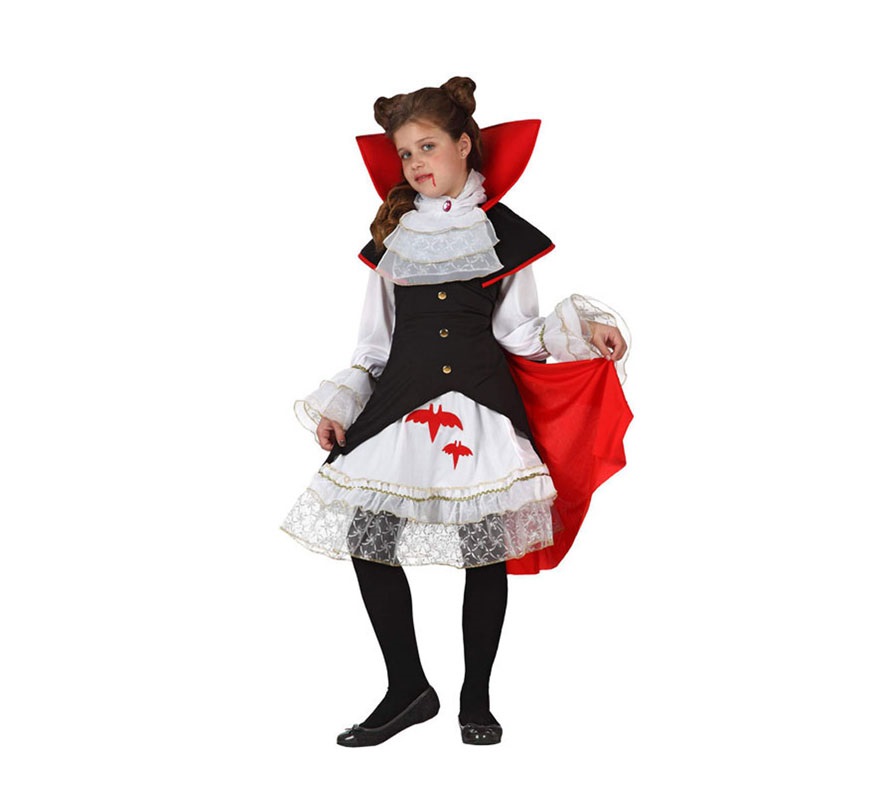 Disfraz de Vampiresa Real para niñas de 7 a 9 años. Incluye disfraz completo SIN medias.