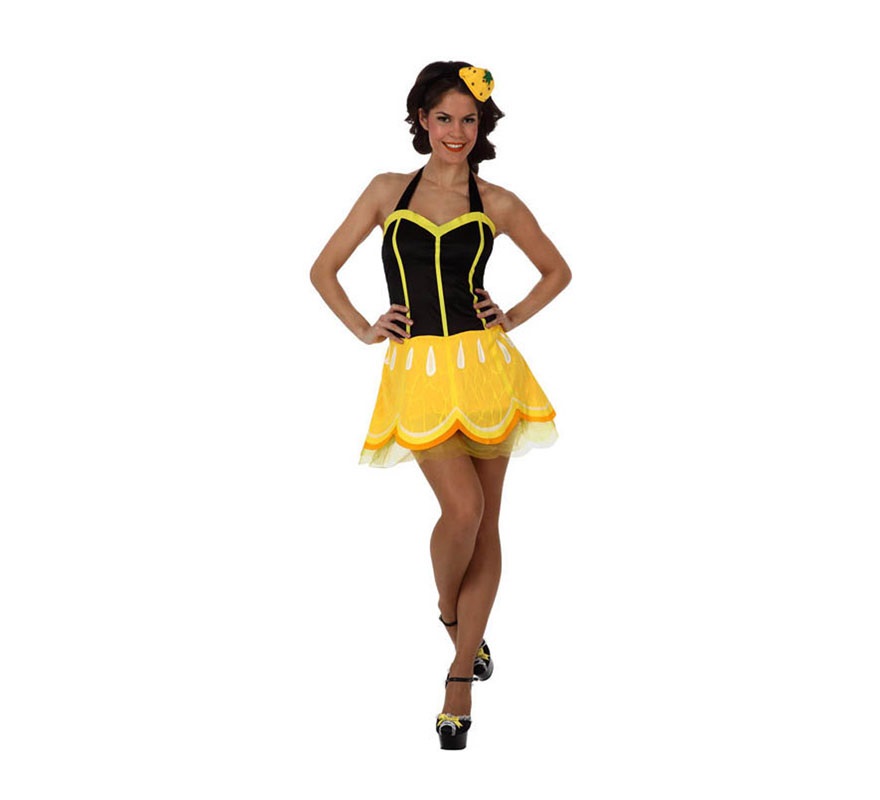 Disfraz de Chica Limón para mujer. Talla Standar M-L 38/42. Incluye vestido y tocado.