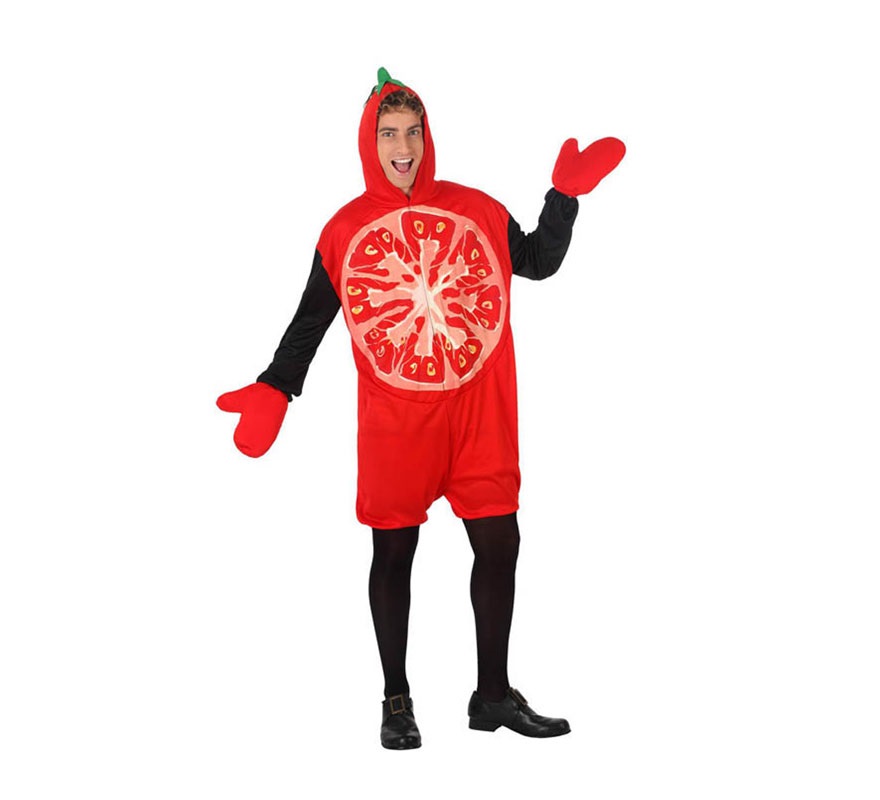 Disfraz de Tomate para hombre. Talla 2 ó talla Standar M-L 52/54. Incluye disfraz de tomate y guantes.