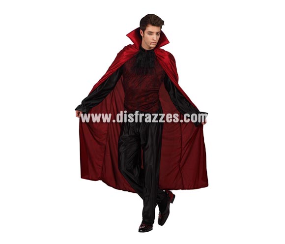 Disfraz de Vampiro Oscuro para hombre. Talla Standar M-L 52/54. Incluye traje y capa.