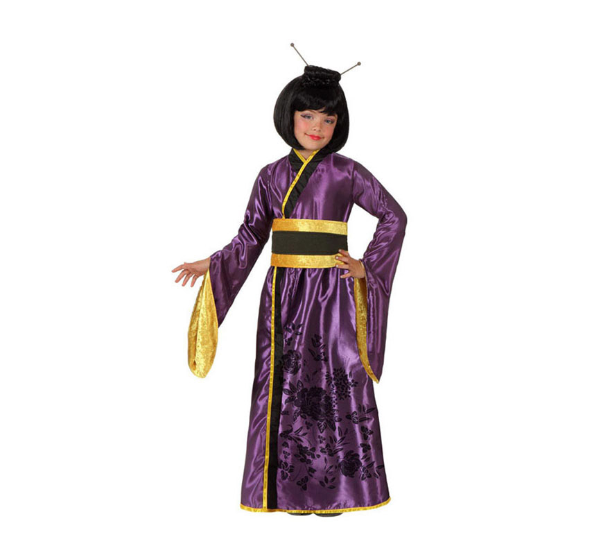 Disfraz de Geisha Japonesa para niñas de 10 a 12 años. Incluye vestido y fajín. Peluca NO incluida, podrás ver algunas pelucas de Gheisa en la sección de Complementos.