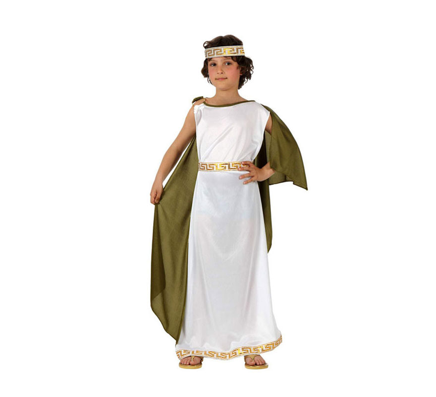 Disfraz de Romano para niños de 3 a 4 años. Incluye túnica, manto y cinta de la cabeza.