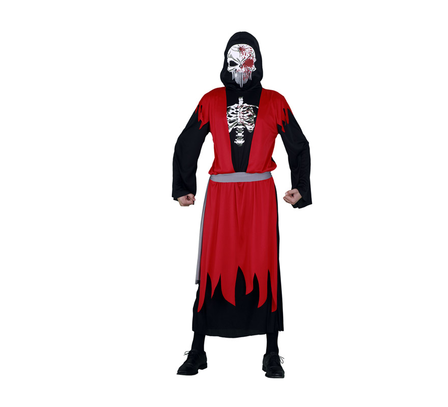 Disfraz de la Muerte para hombre. Talla M-L = 52/54. Incluye túnica con capucha, máscara, chaleco y cinturón.