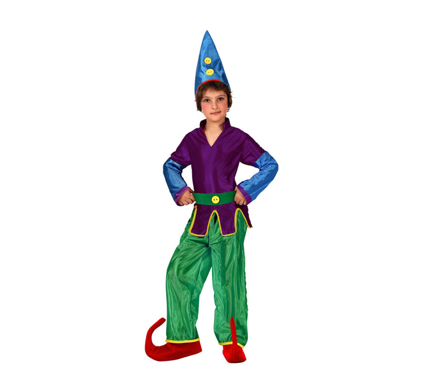 Disfraz de Duendecillo para niños de 10 a 12 años. Incluye camisa, pantalón y gorro. Babuchas NO incluidas, podrás verlas en la sección de Complementos. Ideal para disfrazarse de Enanito.