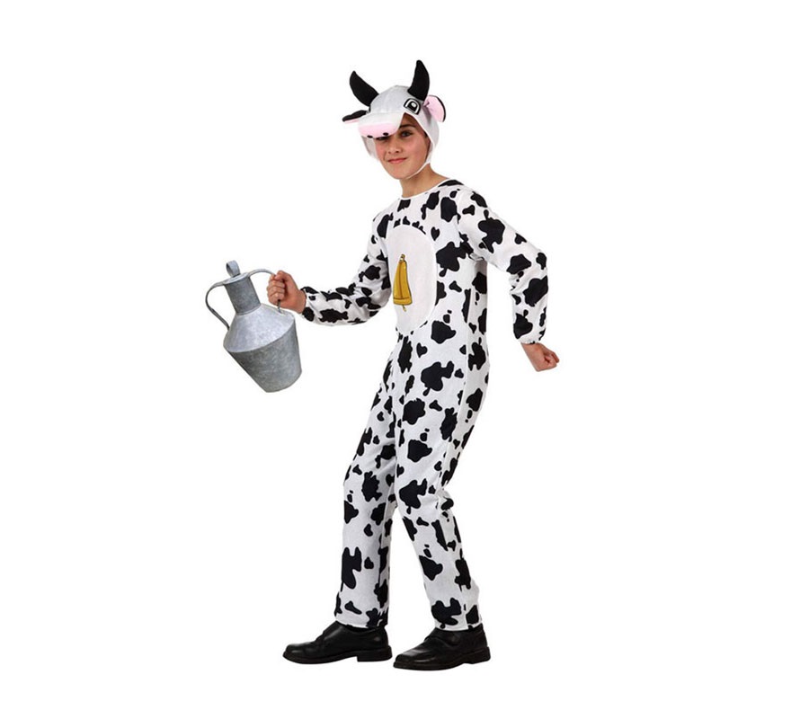 Disfraz barato de Vaca para niños de 3 a 4 años. Incluye mono y gorro. Jarra NO incluida.
