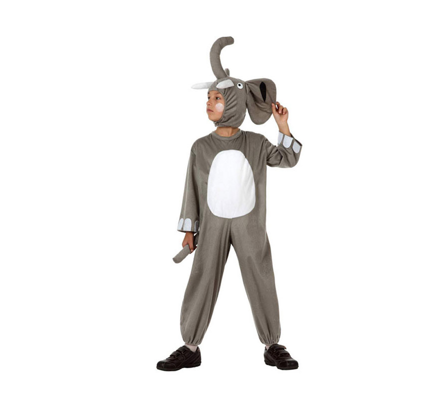 Disfraz de Elefante para niños de 7 a 9 años. Incluye mono y capucha.