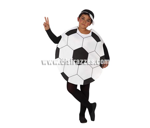 Disfraz de Balón de Fútbol o de Pelota para niños de 3 a 4 años. Incluye disfraz de balón y gorra. Mono negro NO incluido, podrás verlo en la sección de Complementos.
