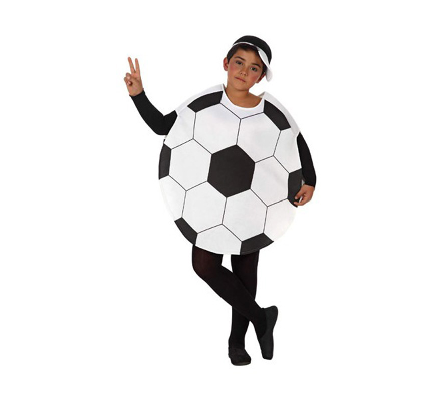 Disfraz de Balón de Fútbol o de Pelota para niños de 7 a 9 años. Incluye disfraz de balón y gorra. Mono negro NO incluido, podrás verlo en la sección de Complementos.
