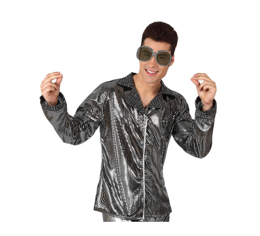 hombre plateada de Disco la XL por para sólo talla Brillo Chaqueta HYqCw