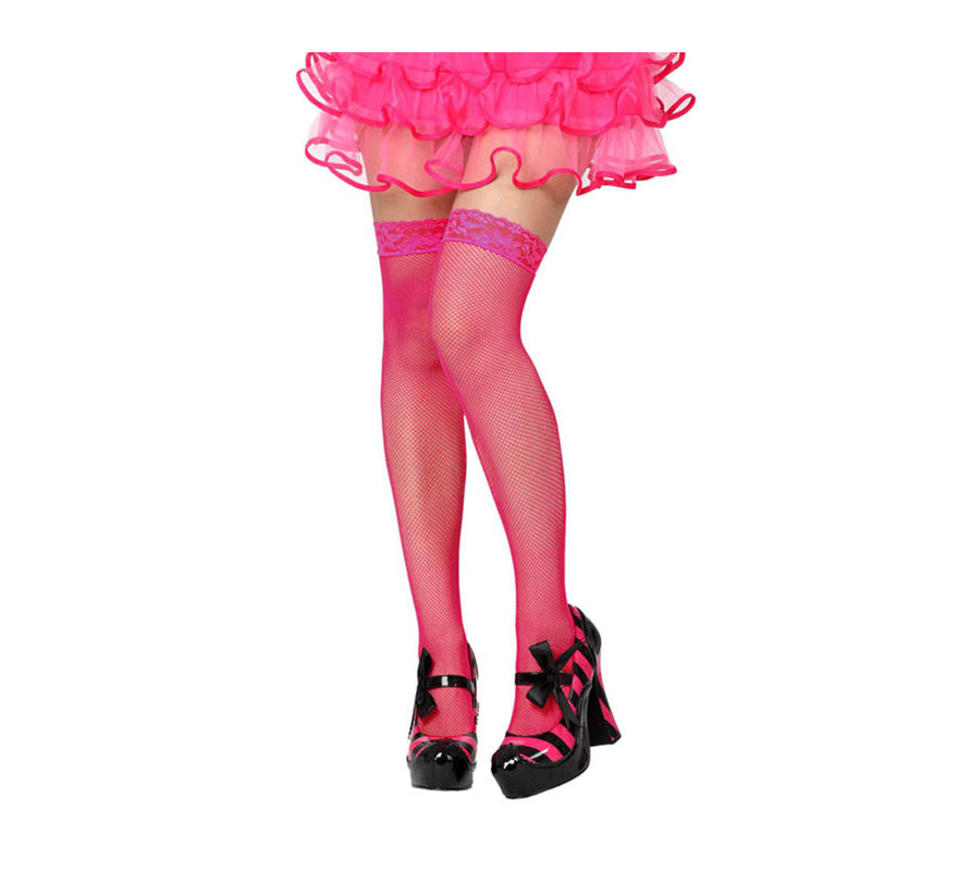 Medias Liga de rejilla fucsia neon. Talla universal.