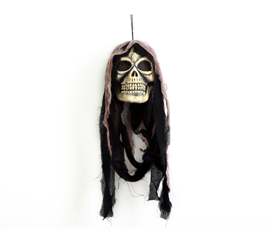 Cabeza Calavera Colgante para decoración de Halloween. Medidas aproximadas 57x15,5x22 cm.