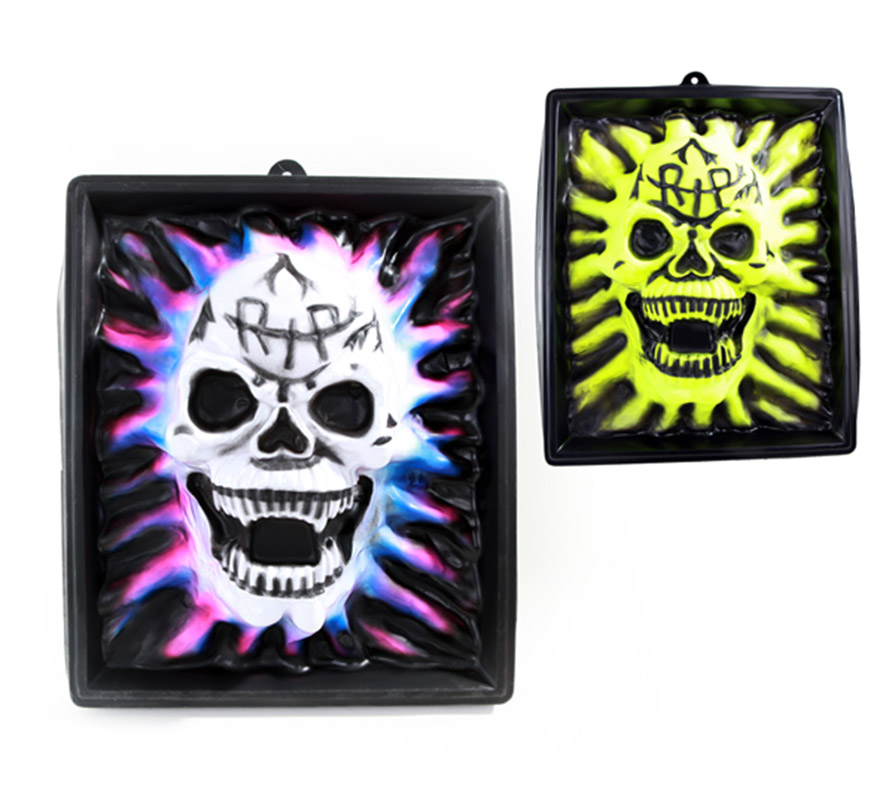 Placa pared PVC Calavera para decoración de Halloween. Precio por unidad, se venden por separado. Medidas aproximadas 46x38 cm.