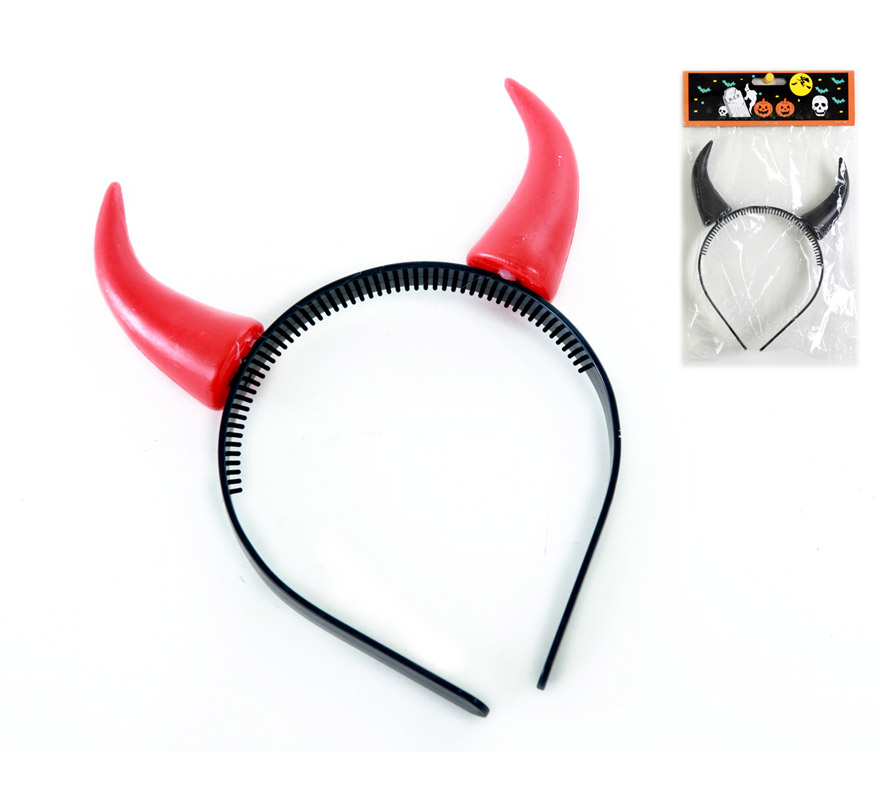 Diadema cuernos de Diablo o Diablesa rojo o negro. Precio por unidad, se venden por separado. Perfecta para Despedidas de Soltera.