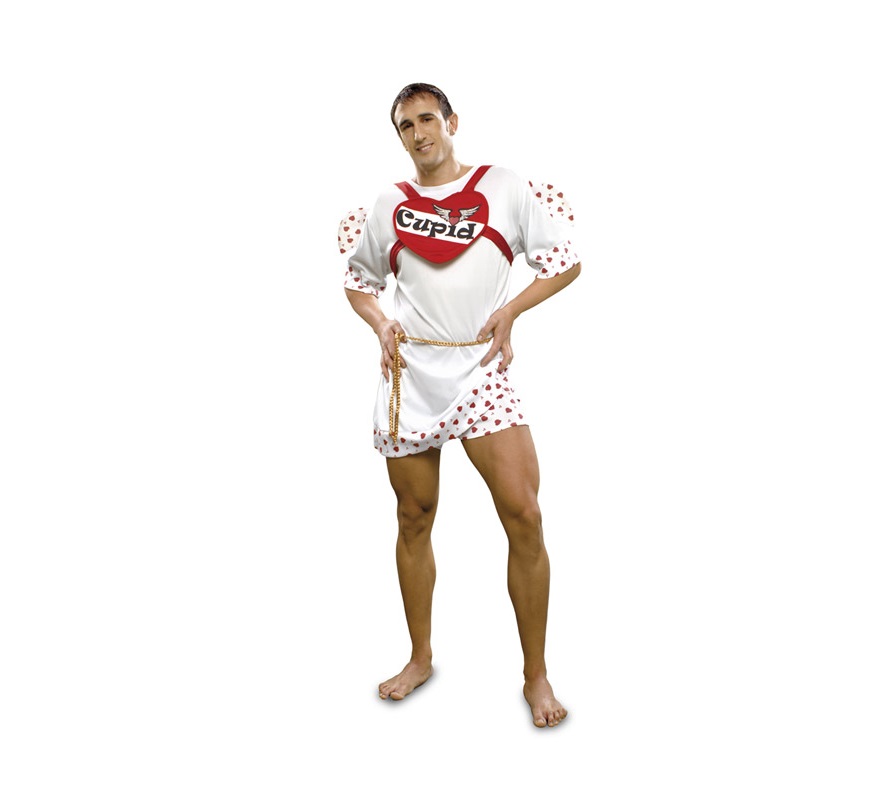 Disfraz de Cupido para hombre talla M-L 52/54. Incluye camiseta, pantalón corto, corazón, alas y cinturón. Perfectísimo para Despedidas de Soltero, es lo más.