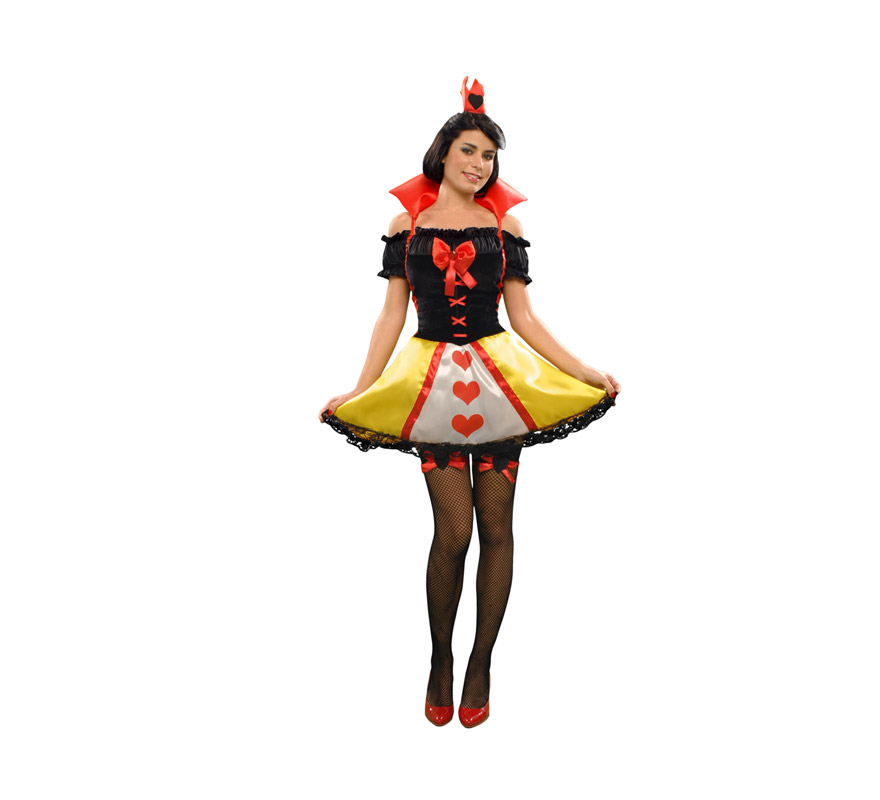 Disfraz de Princesa Corazones para mujer talla M-L 38/42. Incluye vestido, tocado y ligas. Medias NO incluidas, podrás verlas en la sección de Complementos.