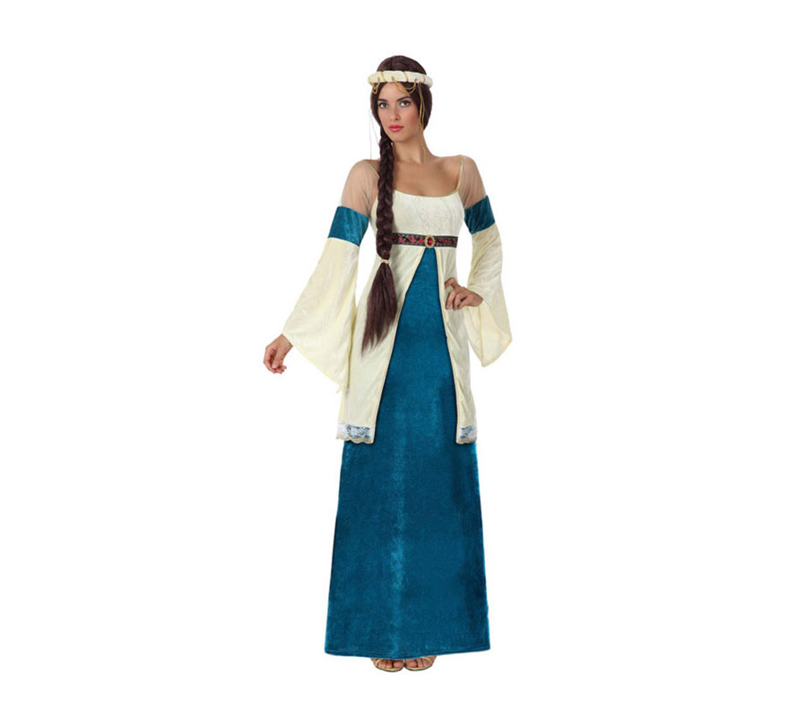 Disfraz de Dama Medieval para mujer. Talla 3 ó talla XL = 44/48. Incluye vestido y tocado.