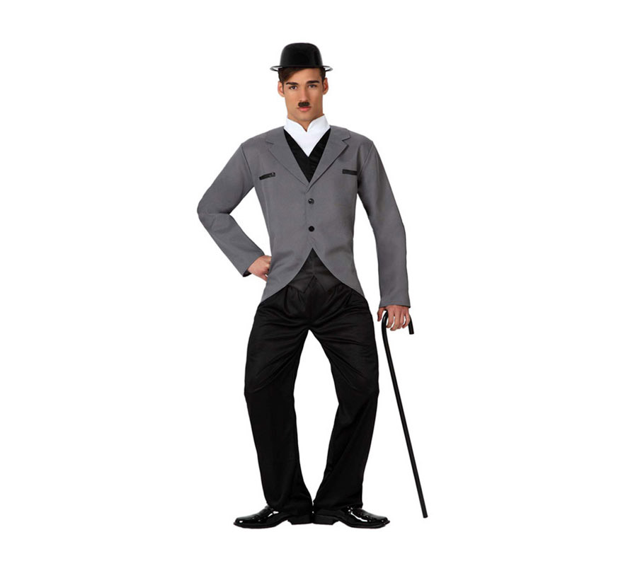 Disfraz de Estrella de Cine o de Charlie Chaplin para hombre. Talla 3 ó talla XL = 54/58. Incluye chaqueta y pantalón. Resto de accesorios NO incluidos, podrás verlos en la sección de Complementos. 