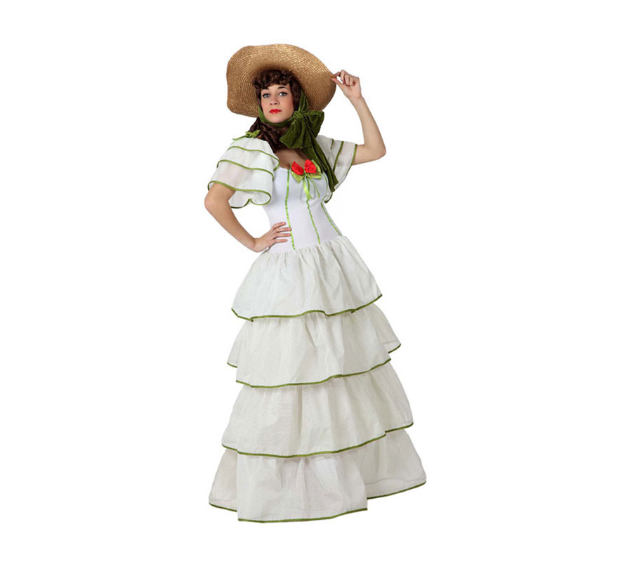 Disfraz de Dama Sureña para mujer. Talla 3 o talla XL = 44/48. Incluye vestido. Disfraz del Oeste de la Guerra de Secesión Americana.
