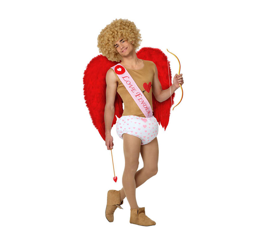 Disfraz de Cupido para hombre. Talla 2 ó talla M-L = 52/54. Incluye camiseta, banda y pañal. Resto de complementos NO incluidos, podrás verlos en la sección de Complementos. Ideal para Despedidas de Soltero.
