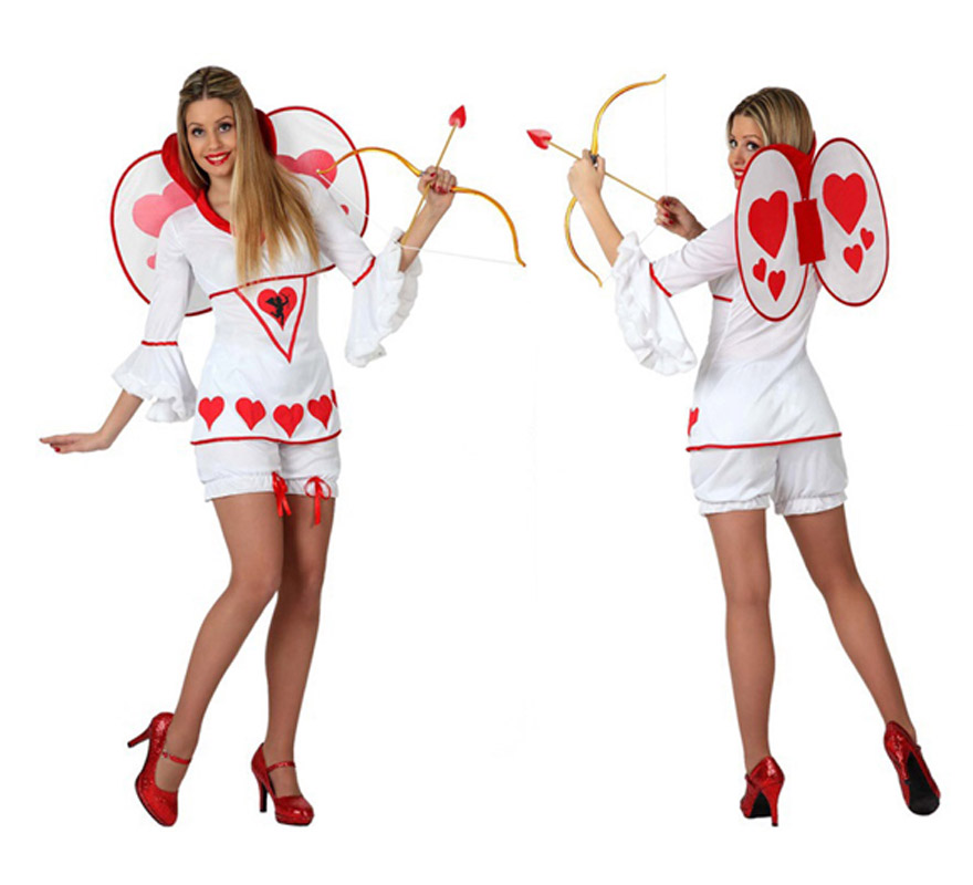 Disfraz de Cupido para mujeres. Talla 3 ó talla XL = 44/48. Incluye disfraz completo SIN arco y flecha y SIN zapatos. El arco lo podrás ver en la sección de Complementos. Perfecto para Despedidas de Soltera.