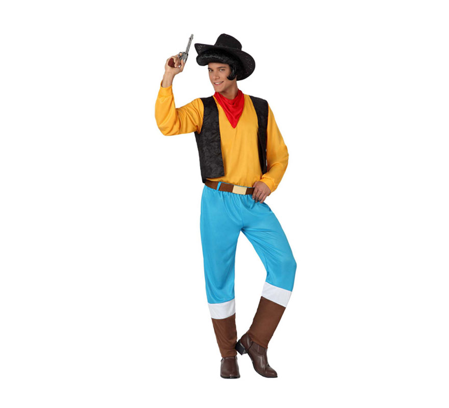 Disfraz de Vaquero para hombre. Talla 2 ó talla M-L = 52/54. Incluye disfraz completo SIN pistola y SIN sombrero. Ideal para imitar a Lucky luke y Toy Story.