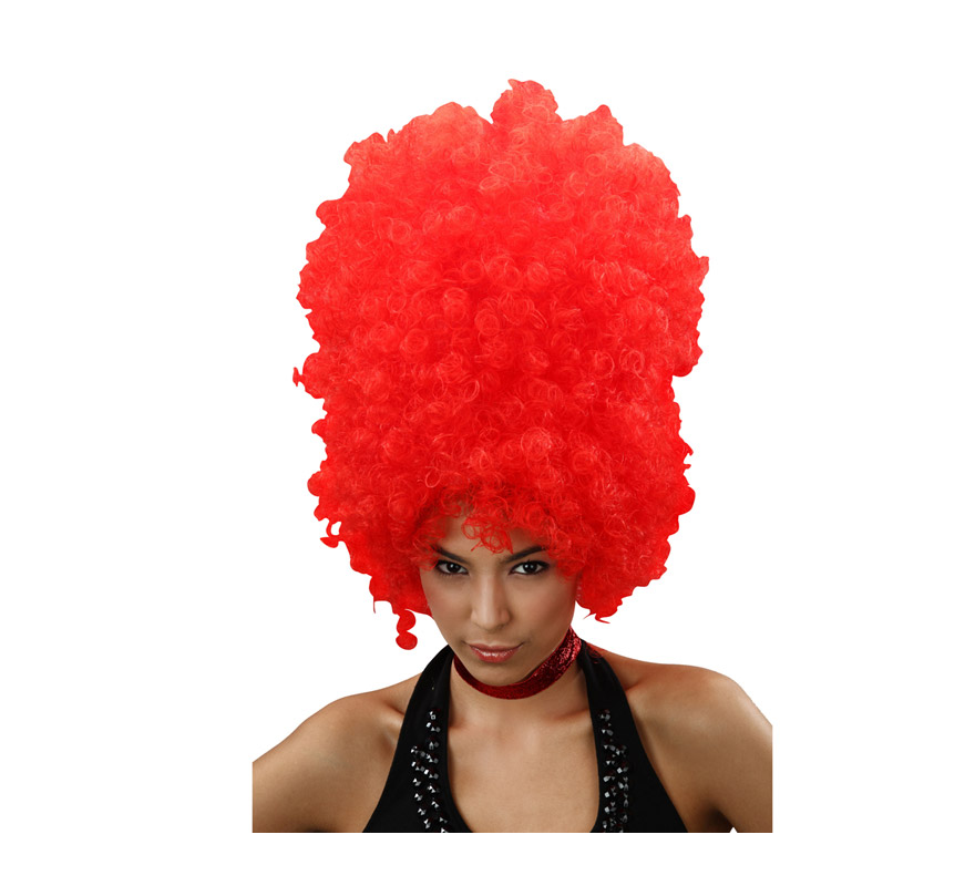 Peluca afro roja larga.