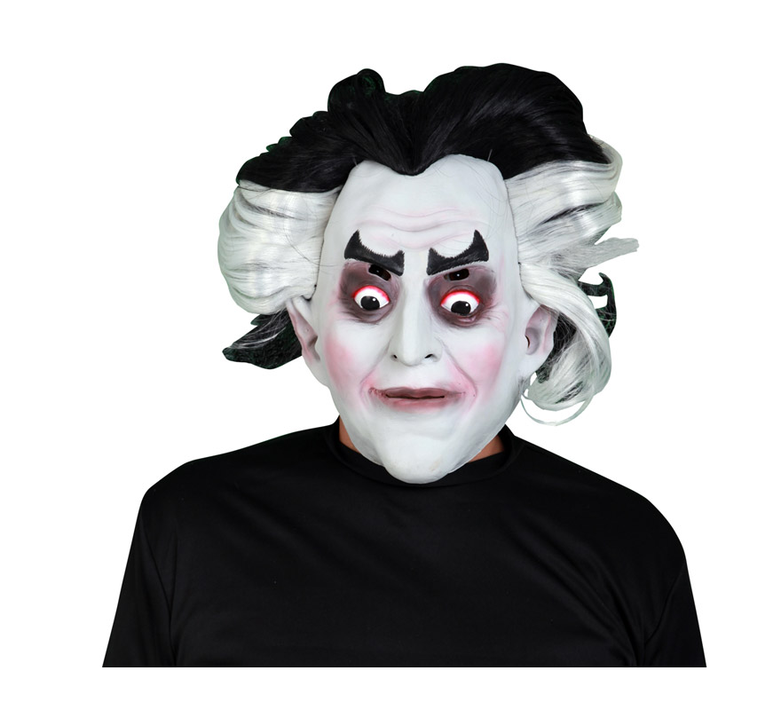 Máscara de latex Monstruo con pelo blanco y negro por sólo 10.75