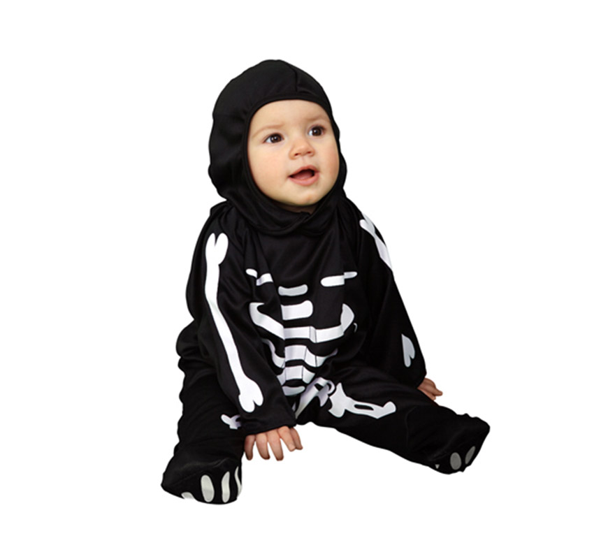 Disfraz de Esqueleto para Bebés de 6 a 12 meses. Incluye mono y gorro.