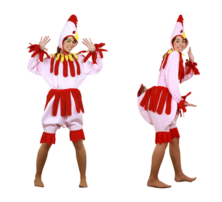 Disfraz de Gallina rosa para chicsa talla S = 34/38 y para chicas de 14 a 16 años. Incluye camisa, pantalón y gorro. Un disfraz muy divertido y cachondo para Carnaval o para cualquier Fiesta.