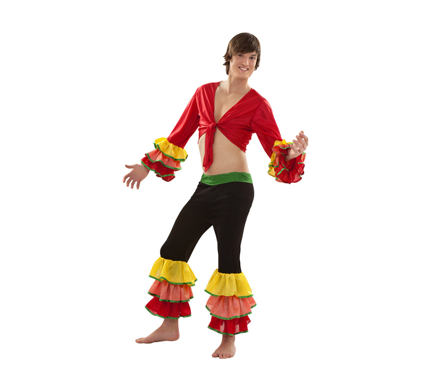 Disfraz de Rumbero adulto para Carnaval. Talla S = 48/52 y para chicos de 14 a 16 años. Incluye camisa y pantalón. Disfraz de Caribeño o Brasileño para hombre.