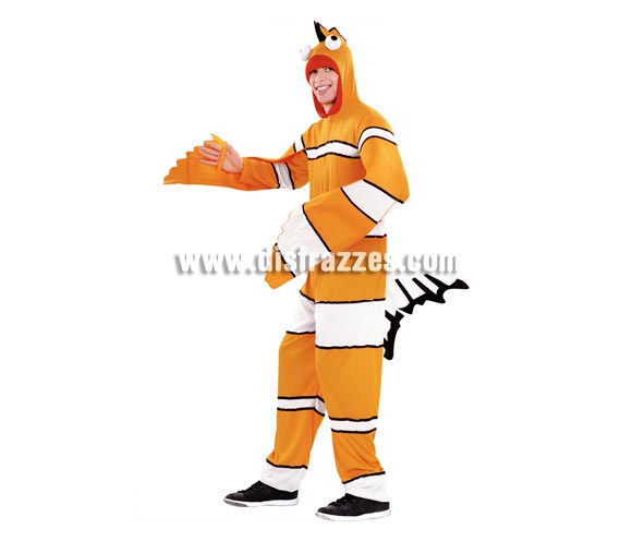 Disfraz de Pez Payaso para adultos talla M-L. Incluye mono con gorro. Disfraz de Nemo para adultos.