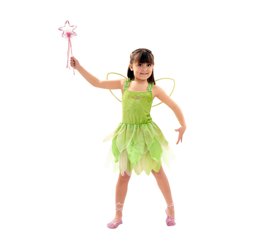 Disfraz de Hada verde para niñas de 10 a 12 años, Incluye vestido y alas. Varita NO incluida, podrás ver en la sección de Complementos.