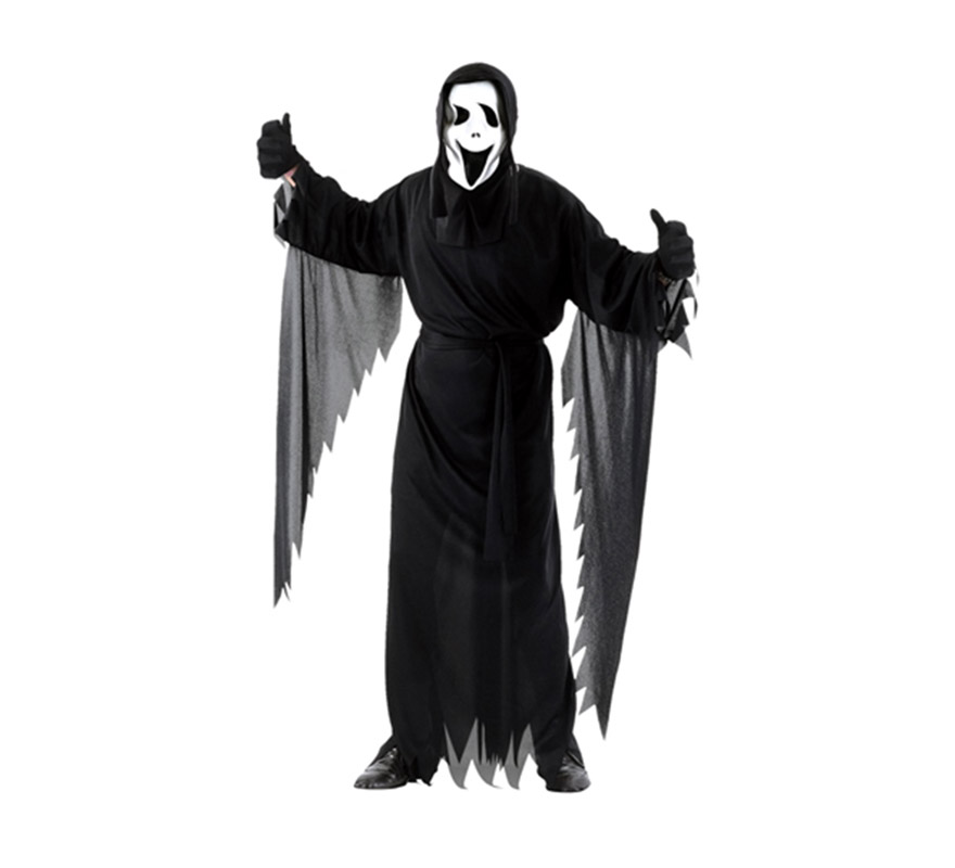 Disfraz de Scream adulto para Halloween barato. Talla Standar M-L = 52/54. Incluye túnica, cinturón y máscara con capucha. Éste disfraz de Halloween es ideal para celebrar la Fiesta de la Noche de las Brujas en Pub's, Discotecas, Casas particulares,  Restaurantes o Colegios y ayudar a crear un ambiente terrorífico y tenebroso indispensable para la Noche de Halloween la cual se celebra la víspera de Todos los Santos.
¡¡Compra tu disfraz para Halloween en nuestra tienda de disfraces, será divertido!!
