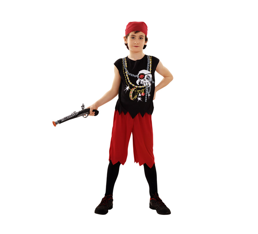 Disfraz de Pirata Calavera para niñas de 5 a 6 años. Incluye vestido y pañuelo. 