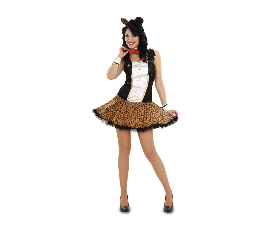 Disfraz de Gatita de Circo Sexy para mujer. Talla M-L 38/42. Incluye tocado, pajarita, vestido y puños.