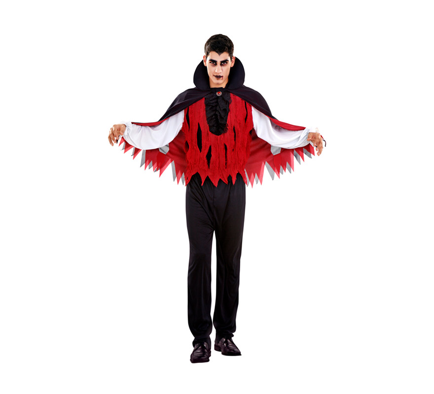 Disfraz de Vampiro para hombres. Talla Standar M-L 52/54. Incluye sombrero, capa, camisa y pantalón.