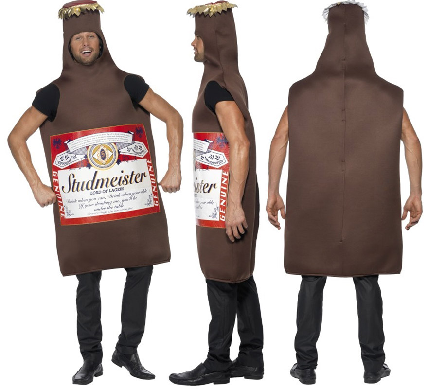 Disfraz de Botellín de Cerveza Studmeister para adultos. Talla Universal de adultos. Incluye disfraz.